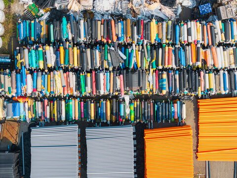 Plastic Factory Aerial Materials Storage View