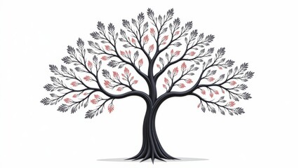 Obraz premium Stylized Tree Illustration With Gray Leaves