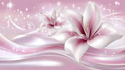 Elegant pink lily floral background design