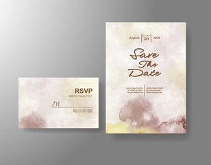 Wedding invitation with abstract splash watercolor
