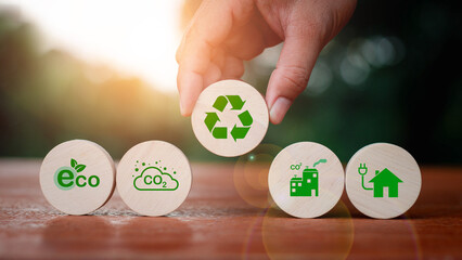 business hands holding the green world for the Sustainable Development Goals.Corporate social responsibility CSR.World Environment Day. Responsibility for the environment. Save and protect the world.