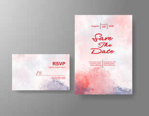 Wedding invitation with abstract splash watercolor