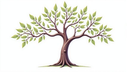 Fototapeta premium Isolated Tree With Leaves, On White