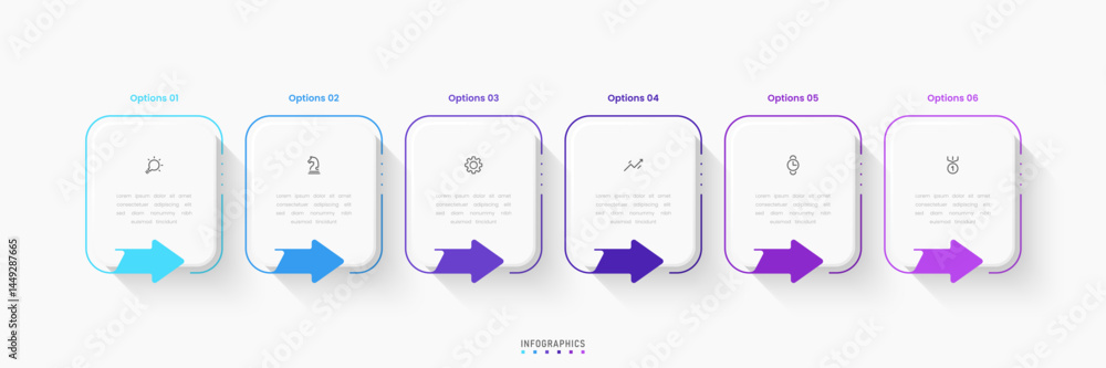 Wall mural vector infographic label design template with icons and 6 options or steps. can be used for process 