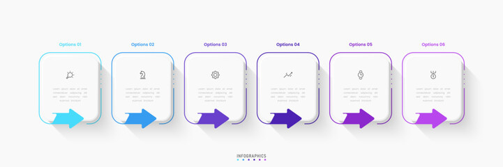 Vector Infographic label design template with icons and 6 options or steps. Can be used for process diagram, presentations, workflow layout, banner, flow chart, info graph.