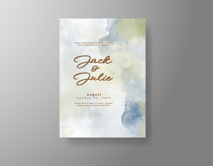 Wedding invitation with abstract splash watercolor