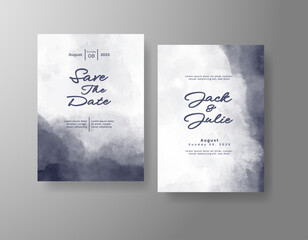 Wedding invitation with abstract splash watercolor