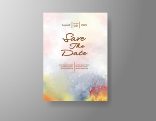 Fototapeta premium Wedding invitation with abstract splash watercolor