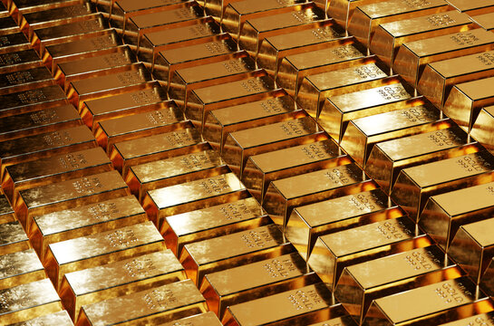 Gold bars in rows seen from above