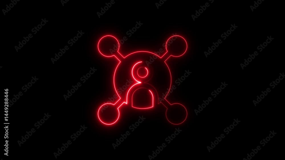 Aufkleber glowing red neon user network symbol displayed on black background