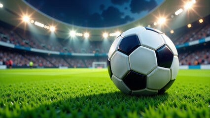 Soccer Ball On Field In Stadium