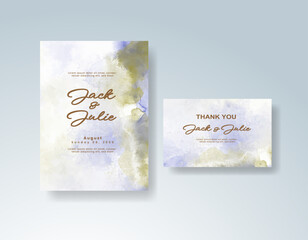 Wedding invitation with abstract splash watercolor
