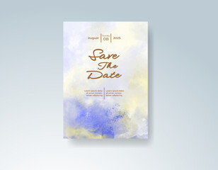 Wedding invitation with abstract splash watercolor