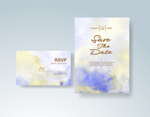 Wedding invitation with abstract splash watercolor