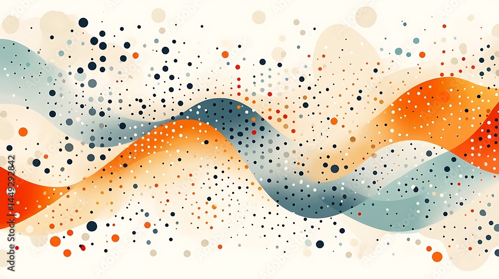 Poster abstract waves with scattered dots pattern