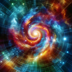 Obraz premium Abstract Sci-Fi Energy Background - Cosmic Swirls & Distorted Grids Texture