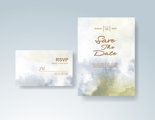 Wedding invitation with abstract splash watercolor