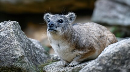 Fototapeta premium Rock Hyrax Portrait: Alert and Curious