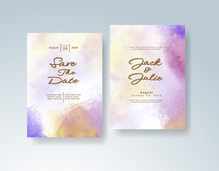 Wedding invitation with abstract splash watercolor