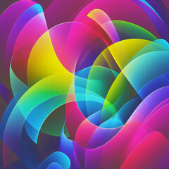 Obraz premium Vibrant Abstract Composition - Overlapping Translucent Shapes Digital Art 