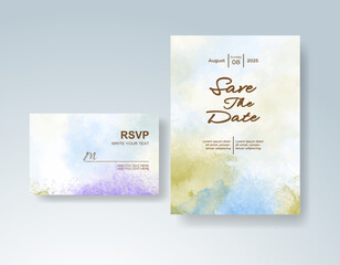 Wedding invitation with abstract splash watercolor
