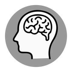 human head silhouette with brain