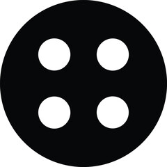 Fototapeta premium A black button with four white holes is isolated on white background