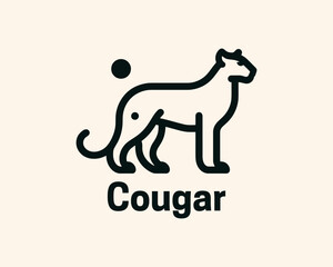 Line Art Cougar Full Body Logo