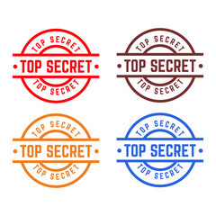 Top secret rubber stamp badge vector set
