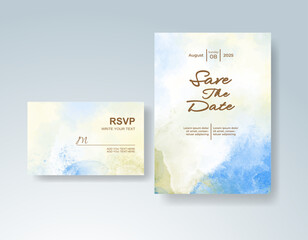 Wedding invitation with abstract watercolor background