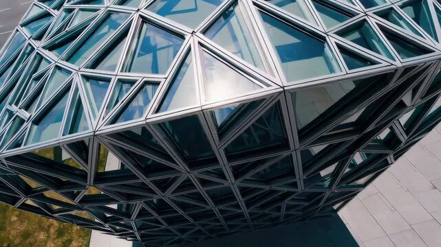 Modern architecture glass building reflecting sunlight