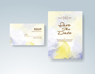 Wedding invitation with abstract watercolor background