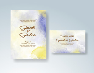Wedding invitation with abstract watercolor background