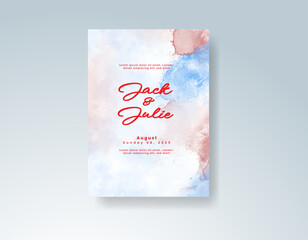 Wedding invitation with abstract watercolor background