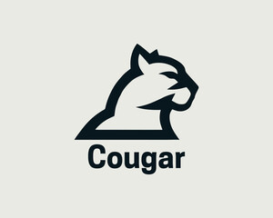  Bold Cougar Logo in Flat Minimalist Style
