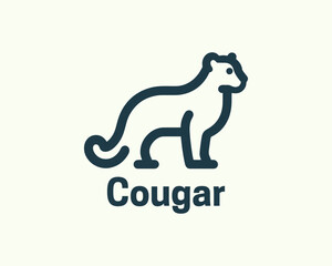Minimal Cougar Logo with Full Body Pose