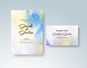 Wedding invitation with abstract watercolor background