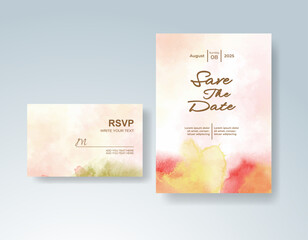 Wedding invitation with abstract watercolor background