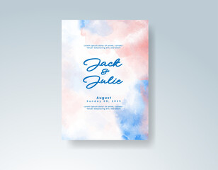 Wedding invitation with abstract watercolor background