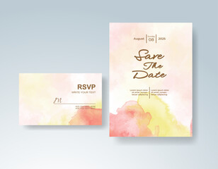 Wedding invitation with abstract watercolor background