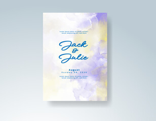 Wedding invitation with abstract watercolor background