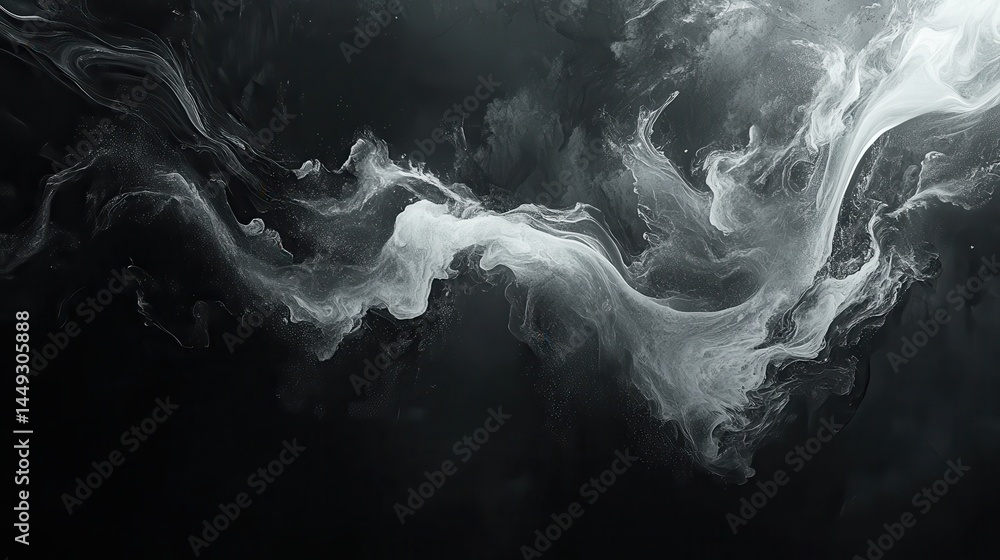 Poster abstract fluid forms in grayscale