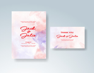 Wedding invitation with abstract watercolor background