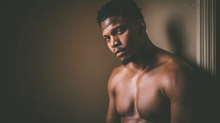 A man's intense gaze, lost in thought; quiet determination in a moment of focus