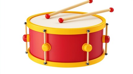 Red drum with yellow accents and wooden sticks