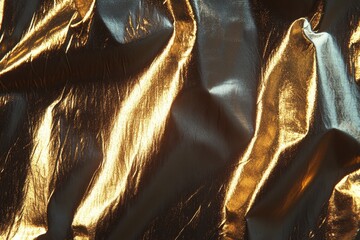Gold fabric draped in folds, catching light  Texture is shiny, reflecting light in different intensities