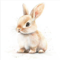 Obraz premium Cute watercolor cartoon Easter bunny