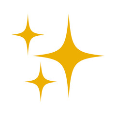 Sparkles emoji icon, shiny flashes of three cluster star yellow vector