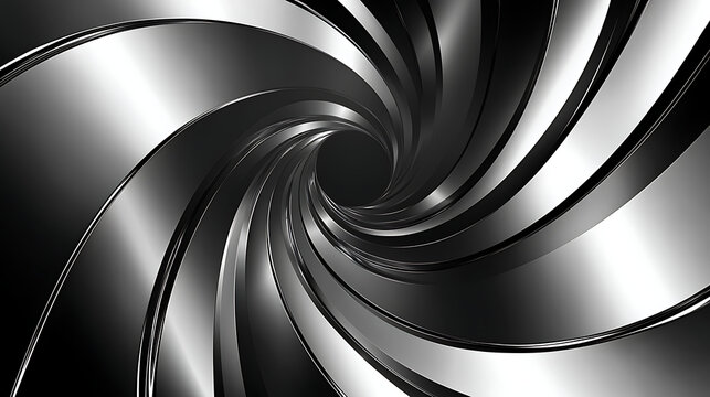 A spiral of silver and black with a black center