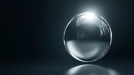 A clear sphere with a reflective surface